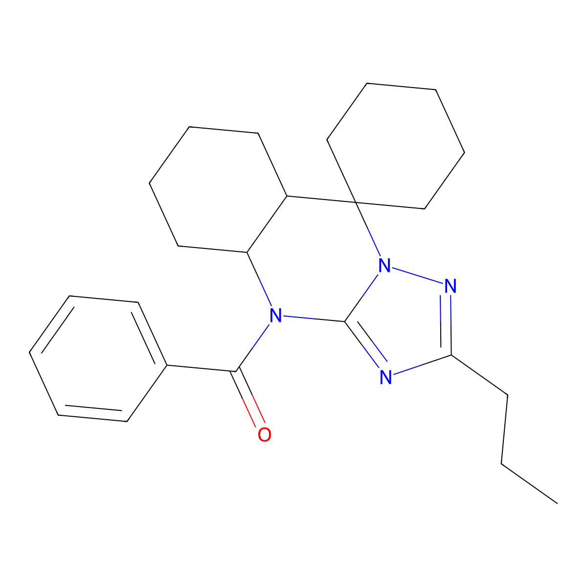 4-Benzoyl-2-propyl-4A,5,6,7,8,8A-hexahydro-4H-spiro[[1,2,4]triazolo[3,2-B]quinazoline-9,1'-cyclohexane] molecular structure, CAS 1217810-27-9