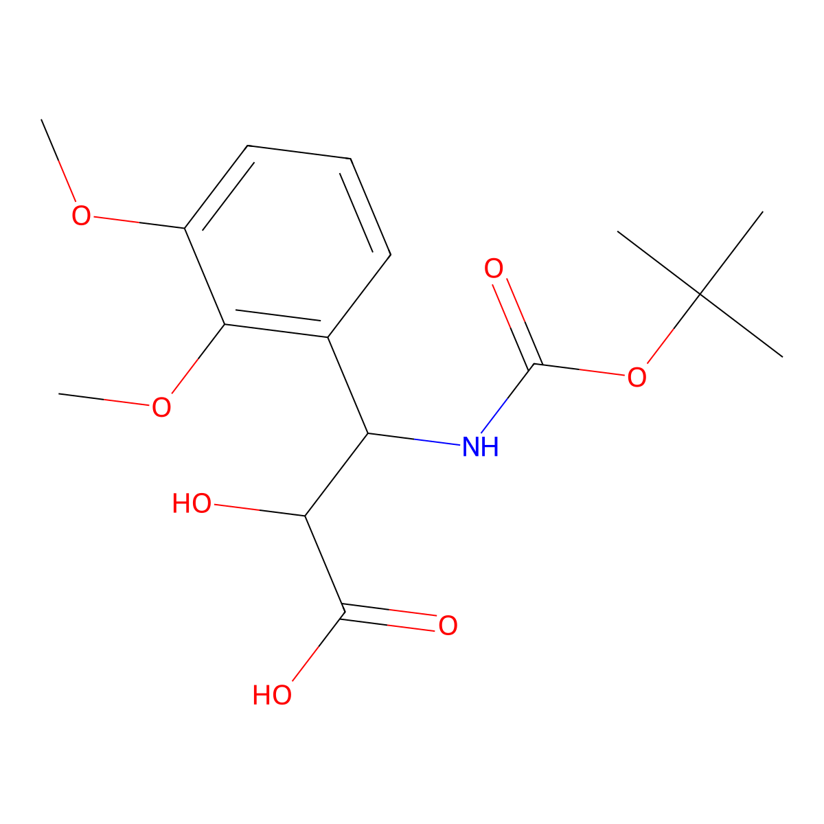 (2R,3R)-3-((tert-Butoxycarbonyl)amino)-3-(2,3-dimethoxyphenyl)-2-hydroxypropanoic acid molecular structure, CAS 1217812-62-8