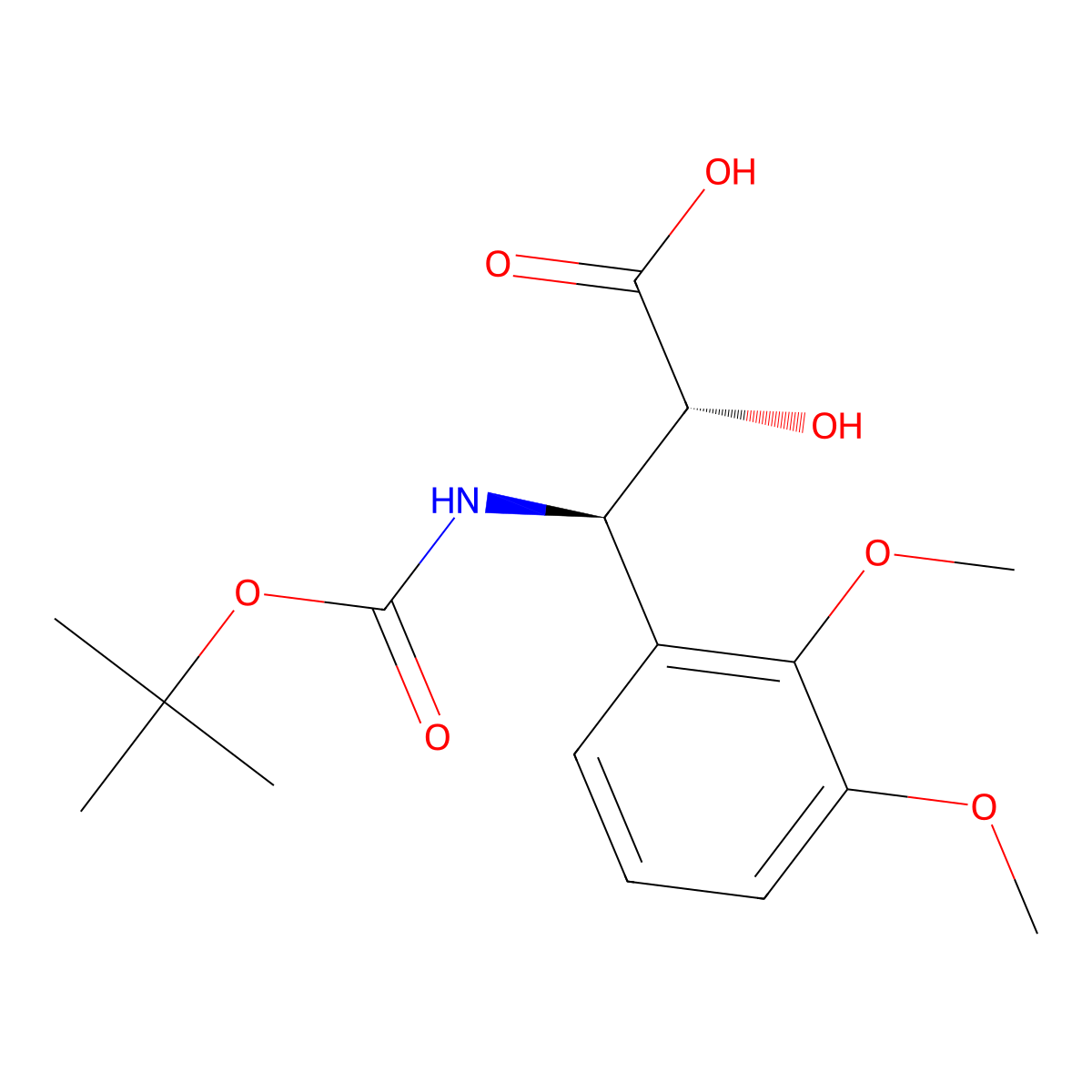 (2R,3R)-3-((tert-Butoxycarbonyl)amino)-3-(2,3-dimethoxyphenyl)-2-hydroxypropanoic acid molecular structure, CAS 1217812-62-8