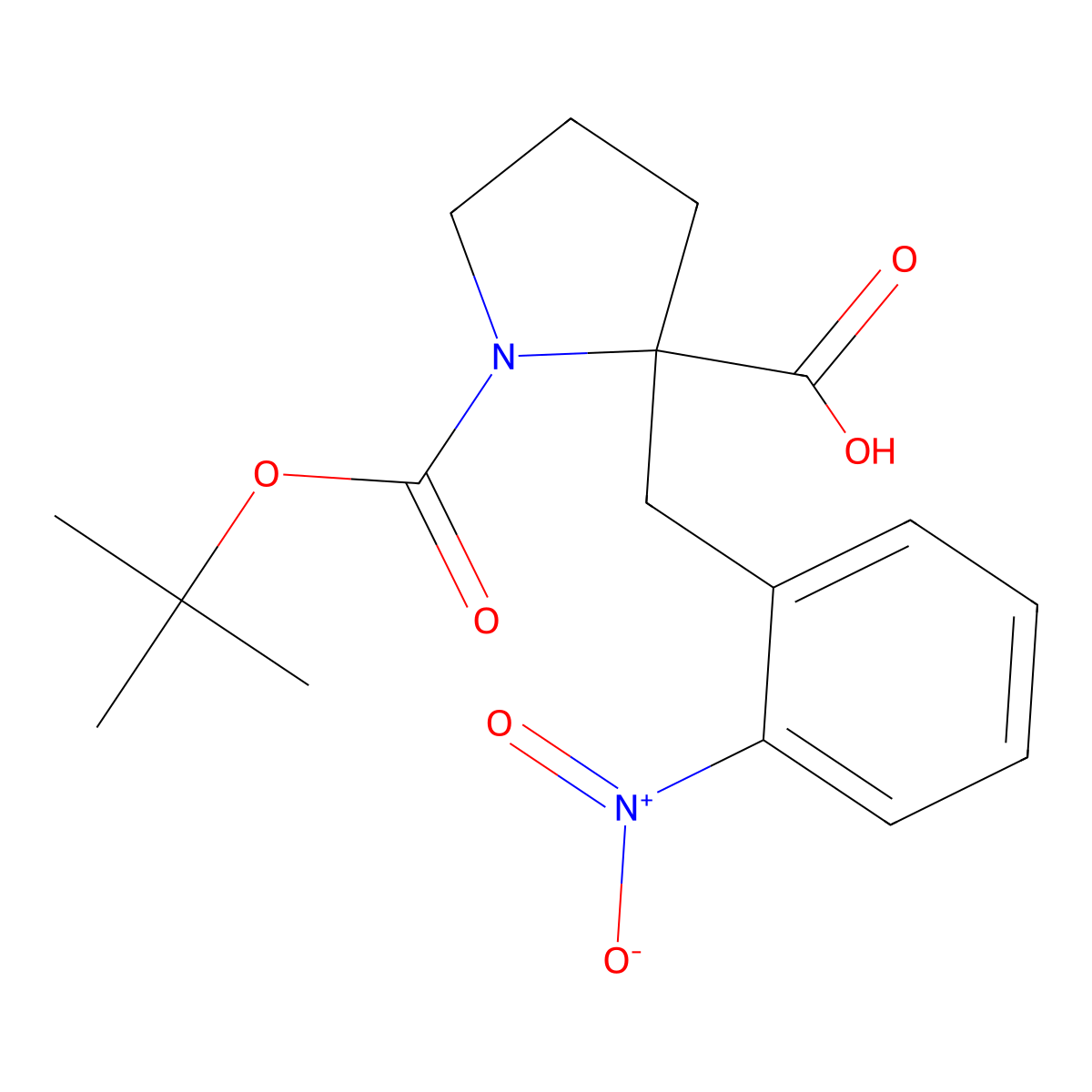 (S)-1-(tert-Butoxycarbonyl)-2-(2-nitrobenzyl)pyrrolidine-2-carboxylic acid molecular structure, CAS 1217814-62-4