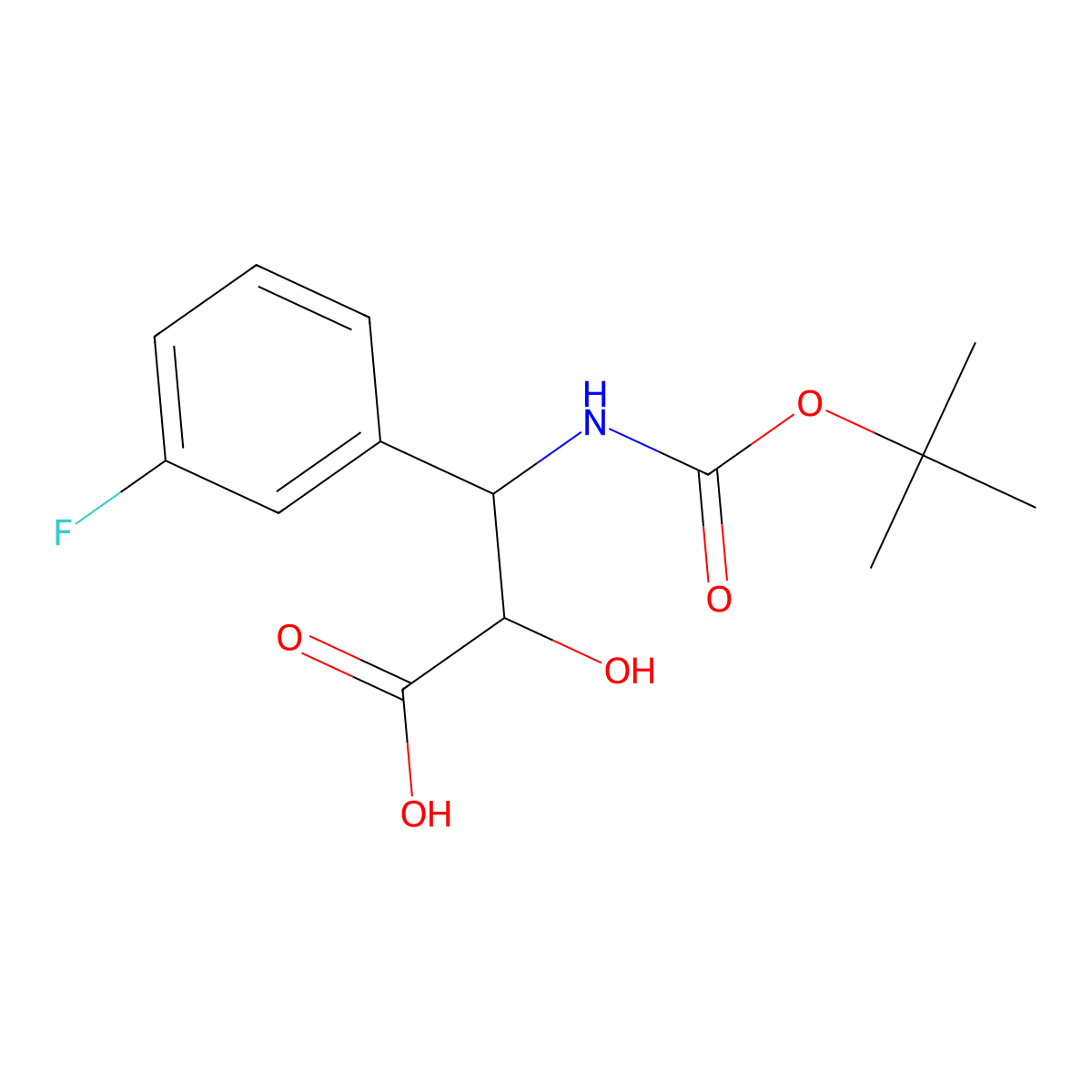 (2S,3S)-3-((tert-Butoxycarbonyl)amino)-3-(3-fluorophenyl)-2-hydroxypropanoic acid molecular structure, CAS 1217816-30-2