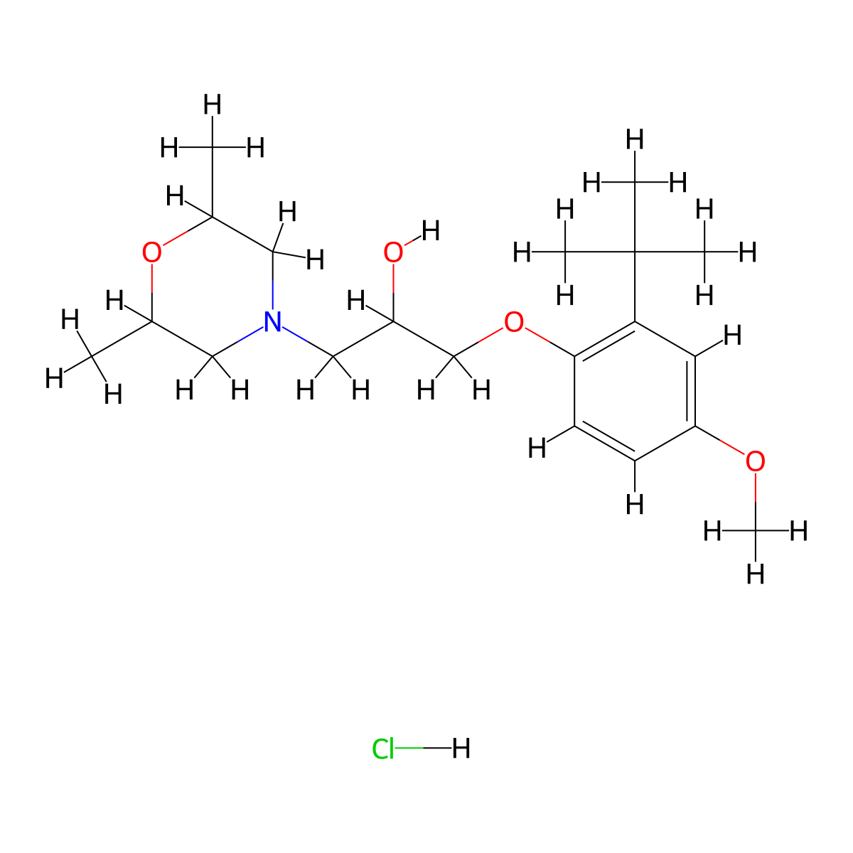 1-(2-(Tert-butyl)-4-methoxyphenoxy)-3-(2,6-dimethylmorpholino)propan-2-ol hydrochloride molecular structure, CAS 1217817-74-7