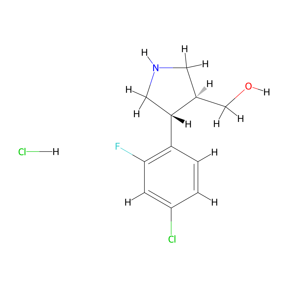 [(3S,4R)-4-(4-chloro-2-fluorophenyl)pyrrolidin-3-yl]methanol hydrochloride molecular structure, CAS 1217818-45-5