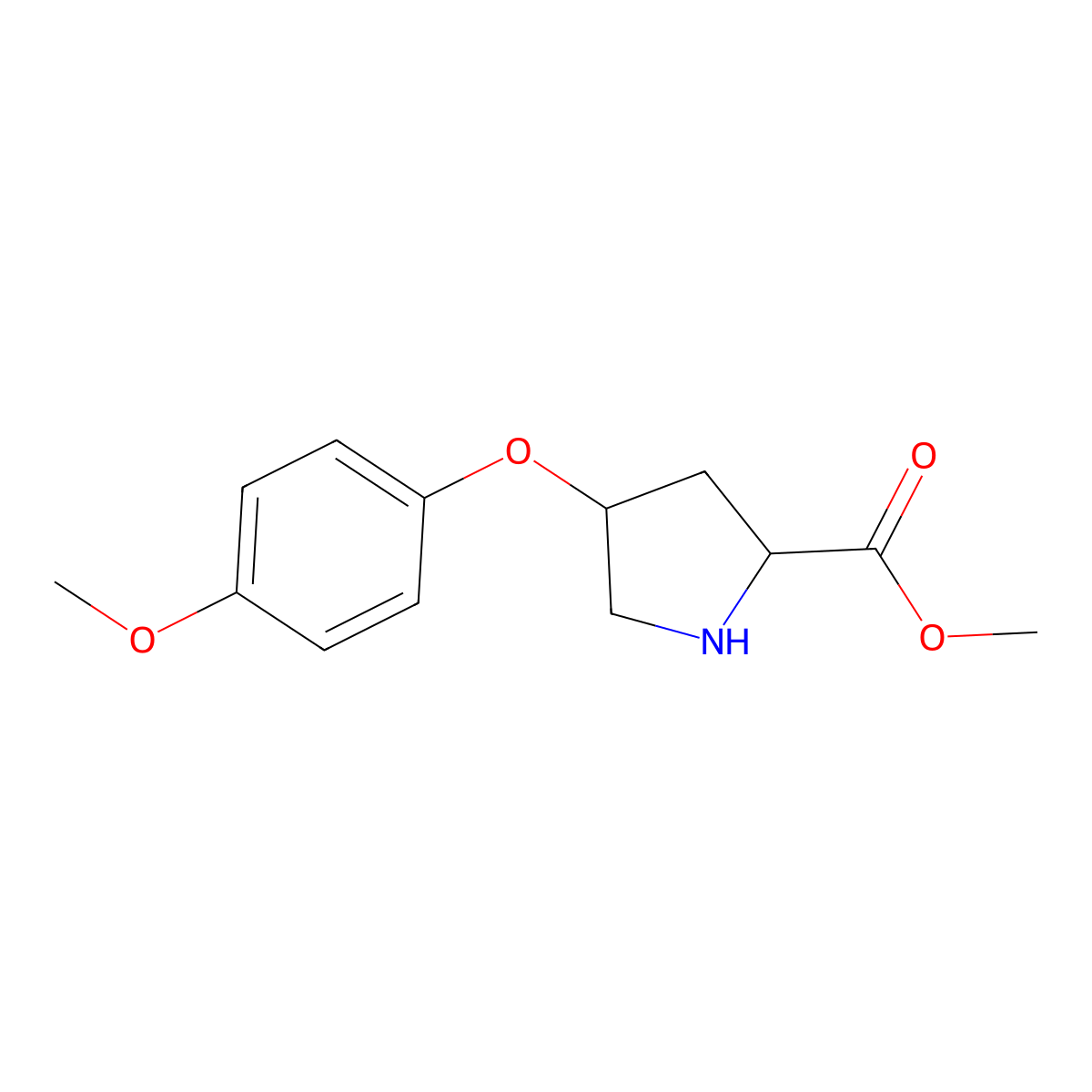 methyl (2S,4S)-4-(4-methoxyphenoxy)pyrrolidine-2-carboxylate molecular structure, CAS 1217819-16-3