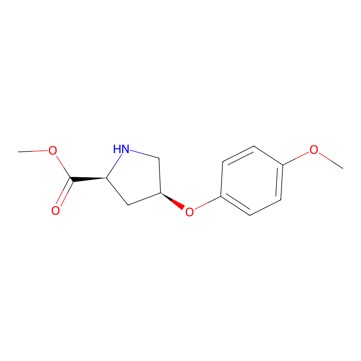 methyl (2S,4S)-4-(4-methoxyphenoxy)pyrrolidine-2-carboxylate molecular structure, CAS 1217819-16-3
