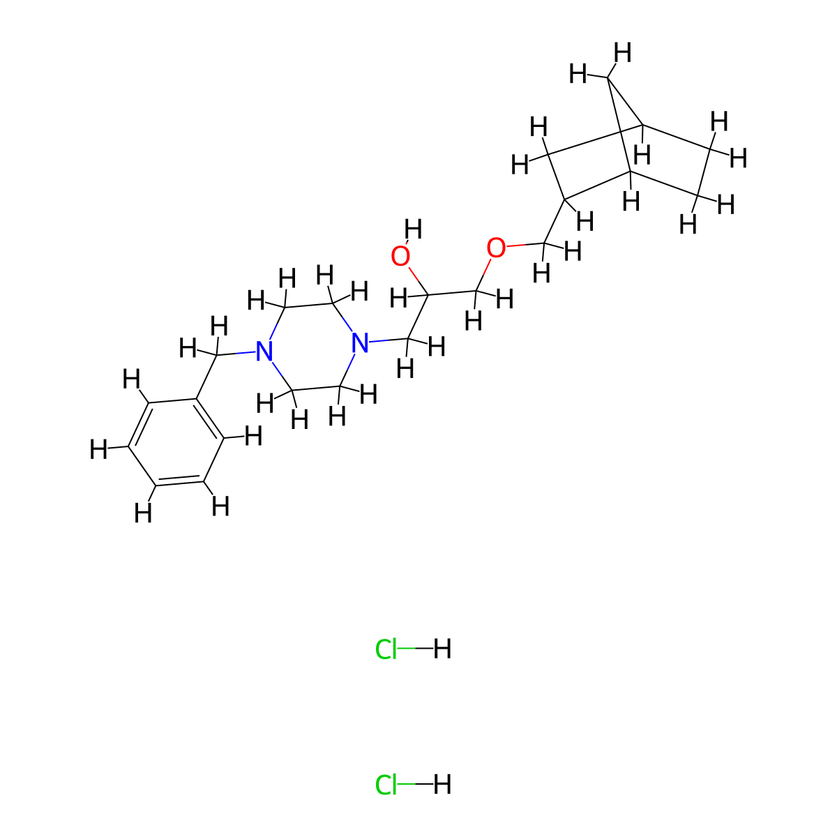 1-(4-benzylpiperazin-1-yl)-3-((1R,4S)-bicyclo[2.2.1]heptan-2-ylmethoxy)propan-2-ol dihydrochloride molecular structure, CAS 1217820-31-9