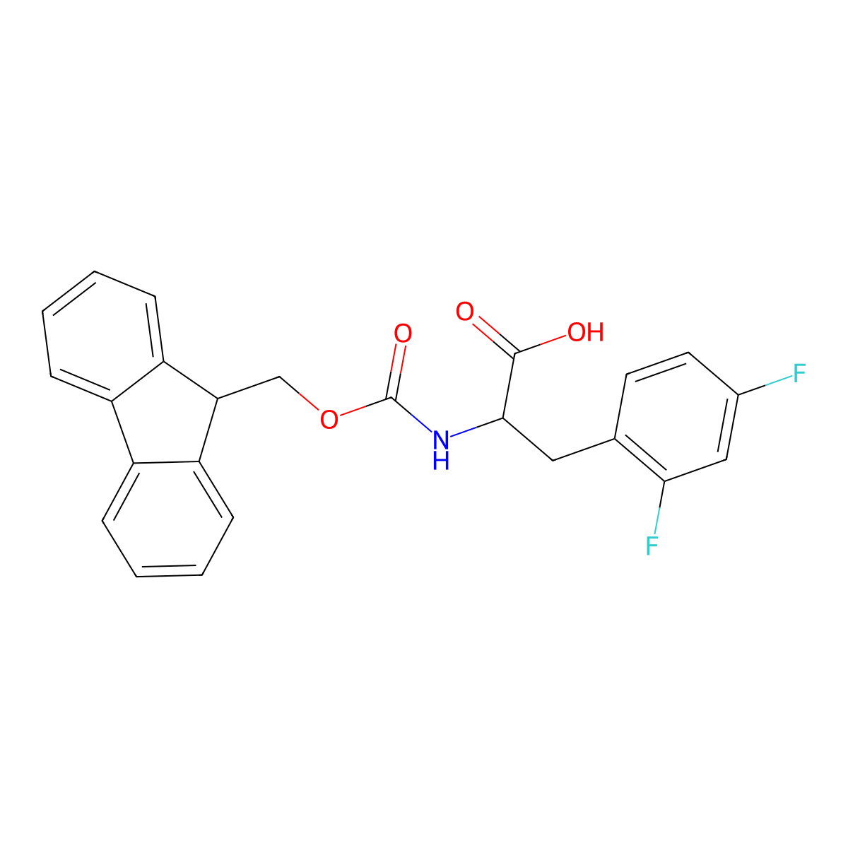 (R)-2-((((9H-Fluoren-9-yl)methoxy)carbonyl)amino)-3-(2,4-difluorophenyl)propanoic acid molecular structure, CAS 1217820-78-4