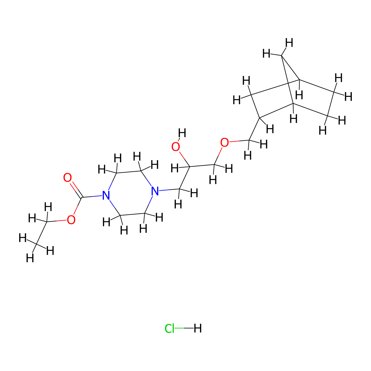 ethyl 4-(3-((1R,4S)-bicyclo[2.2.1]heptan-2-ylmethoxy)-2-hydroxypropyl)piperazine-1-carboxylate hydrochloride molecular structure, CAS 1217821-71-0