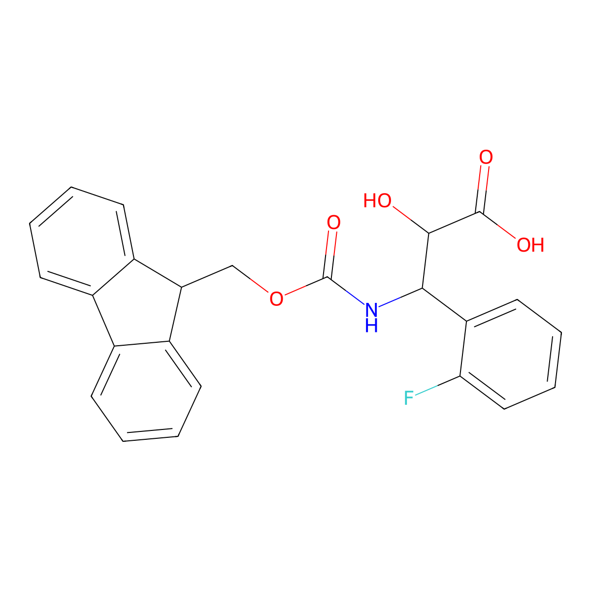 N-Fmoc-(2R,3R)-3-amino-3-(2-fluoro-phenyl)-2-hydroxy-propionic acid molecular structure, CAS 1217828-02-8