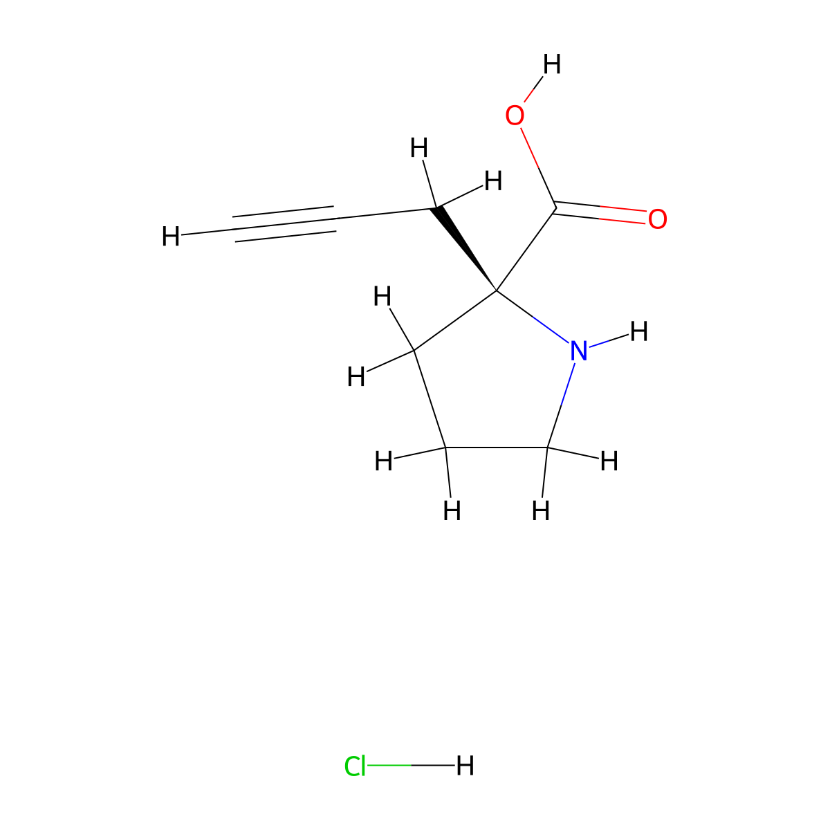 (S)-2-(Prop-2-yn-1-yl)pyrrolidine-2-carboxylic acid hydrochloride molecular structure, CAS 1217828-88-0
