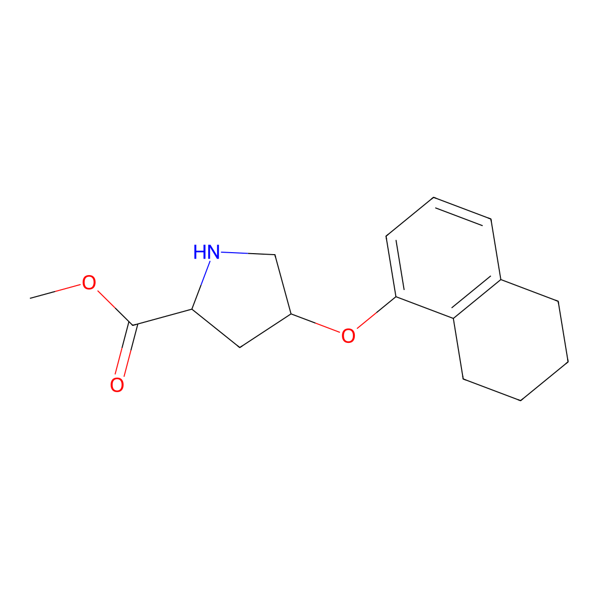 Methyl (2S,4S)-4-(5,6,7,8-tetrahydronaphthalen-1-yloxy)pyrrolidine-2-carboxylate molecular structure, CAS 1217830-47-1