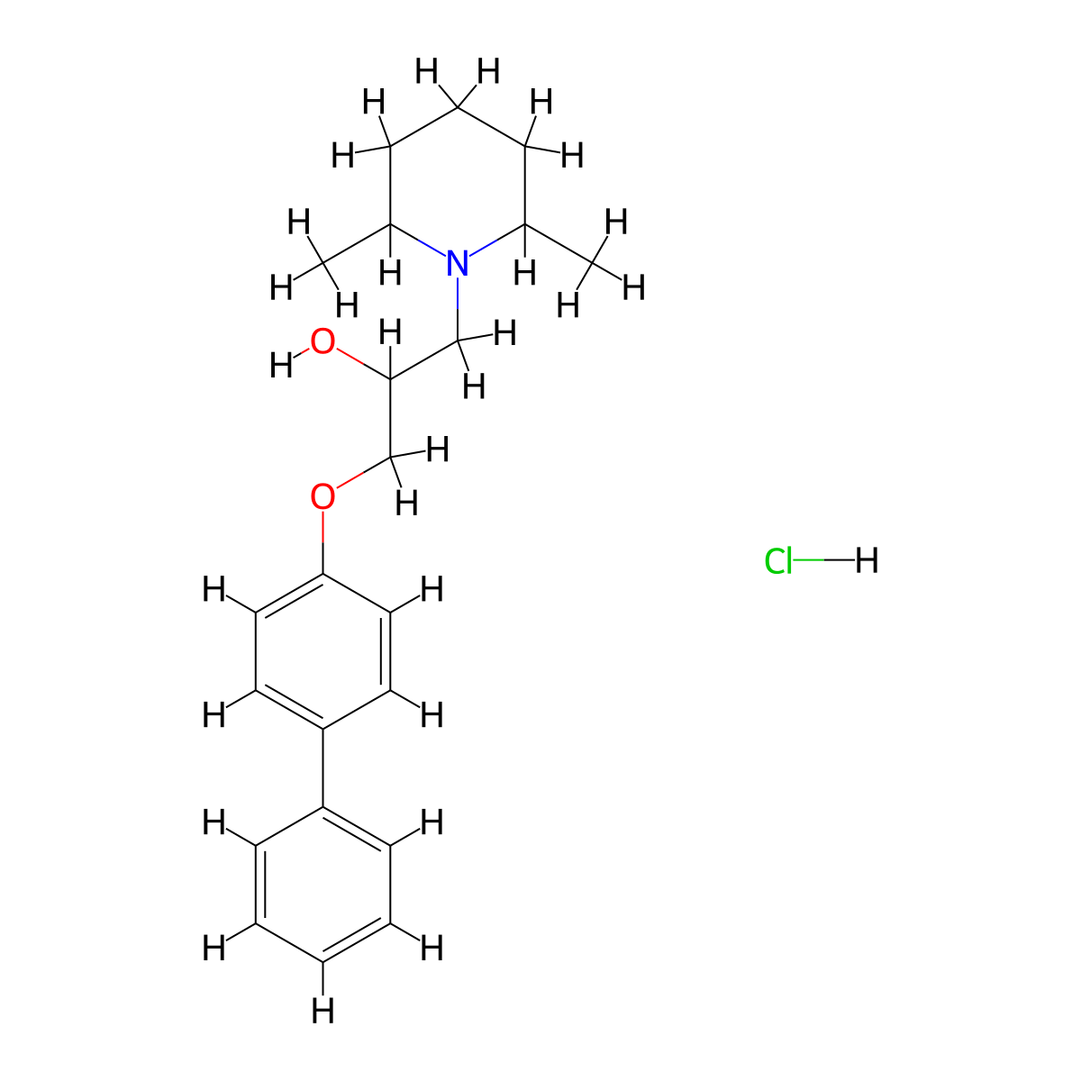 1-([1,1'-Biphenyl]-4-yloxy)-3-(2,6-dimethylpiperidin-1-yl)propan-2-ol hydrochloride molecular structure, CAS 1217832-19-3