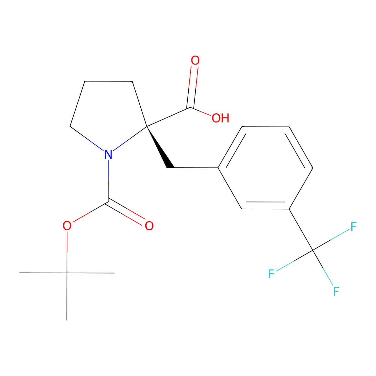 (S)-1-(tert-Butoxycarbonyl)-2-(3-(trifluoromethyl)benzyl)pyrrolidine-2-carboxylic acid molecular structure, CAS 1217832-93-3