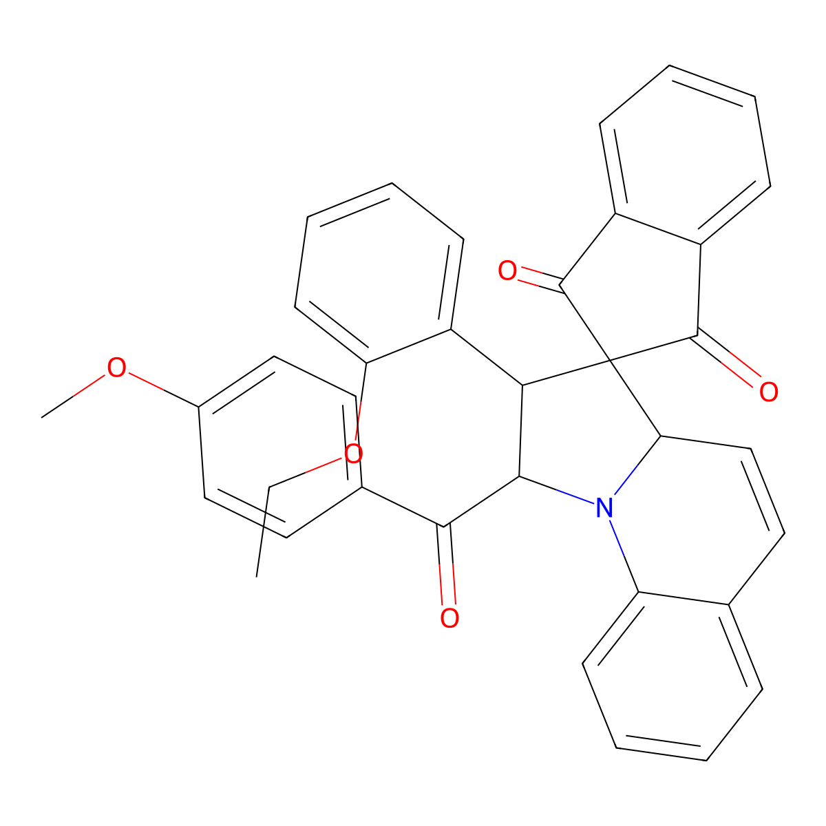 2'-(2-ethoxyphenyl)-1'-[(4-methoxyphenyl)carbonyl]-1',2'-dihydro-3a'H-spiro[indene-2,3'-pyrrolo[1,2-a]quinoline]-1,3-dione molecular structure, CAS 1217833-78-7
