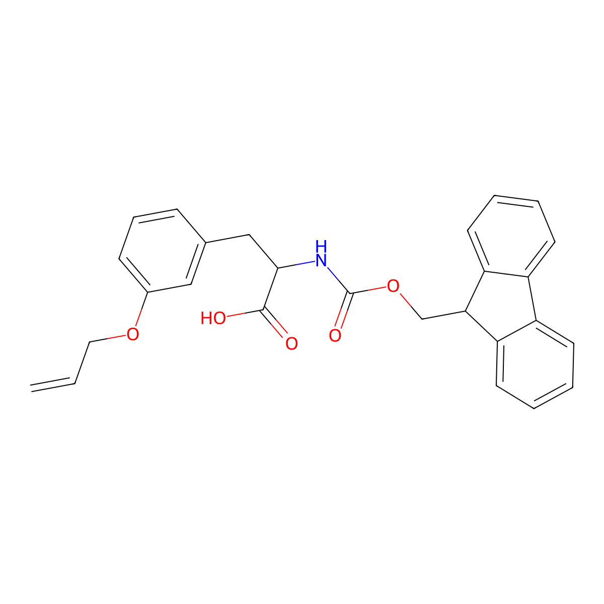 (R)-2-((((9H-Fluoren-9-yl)methoxy)carbonyl)amino)-3-(3-(allyloxy)phenyl)propanoic acid molecular structure, CAS 1217835-37-4