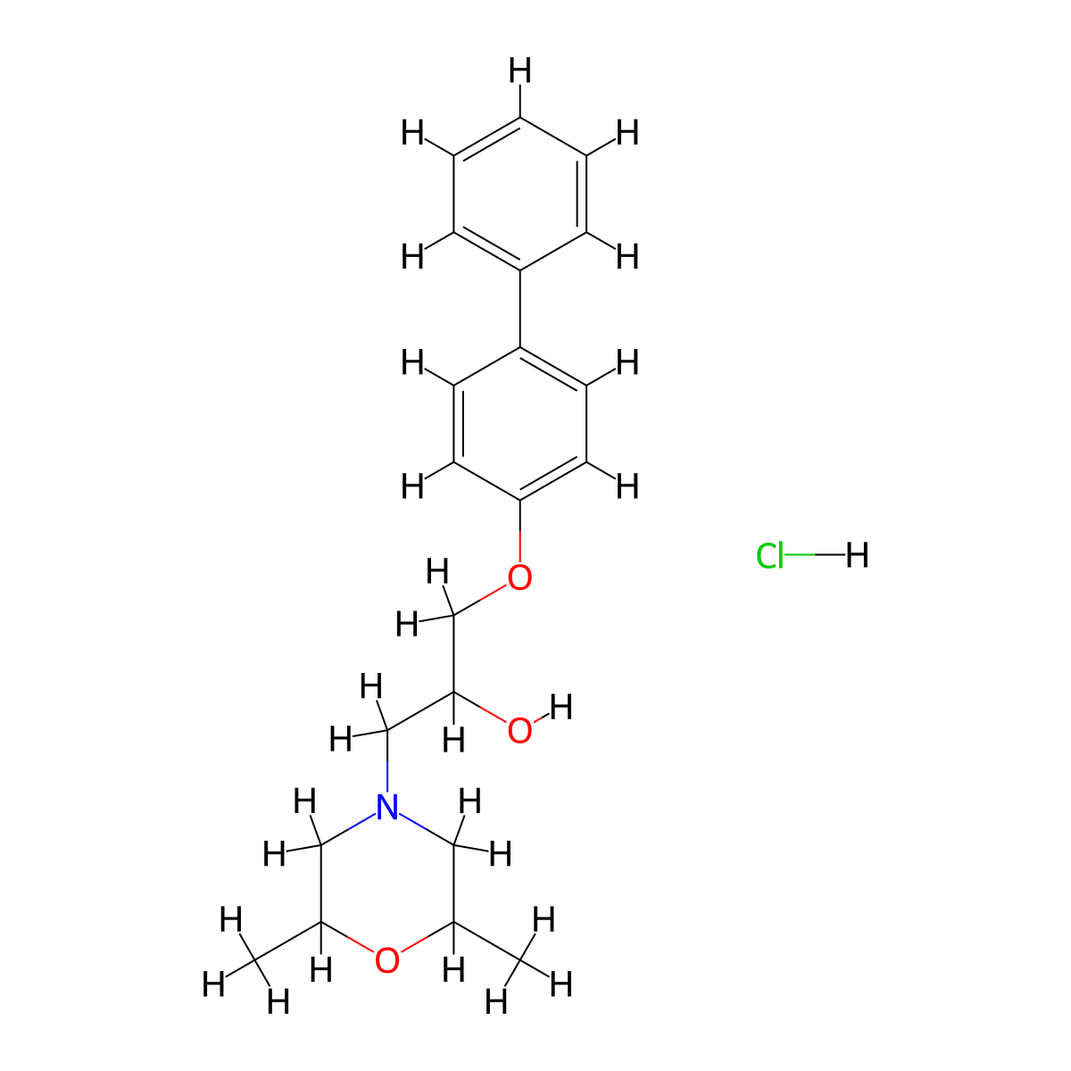 1-([1,1'-Biphenyl]-4-yloxy)-3-(2,6-dimethylmorpholino)propan-2-ol hydrochloride molecular structure, CAS 1217836-23-1