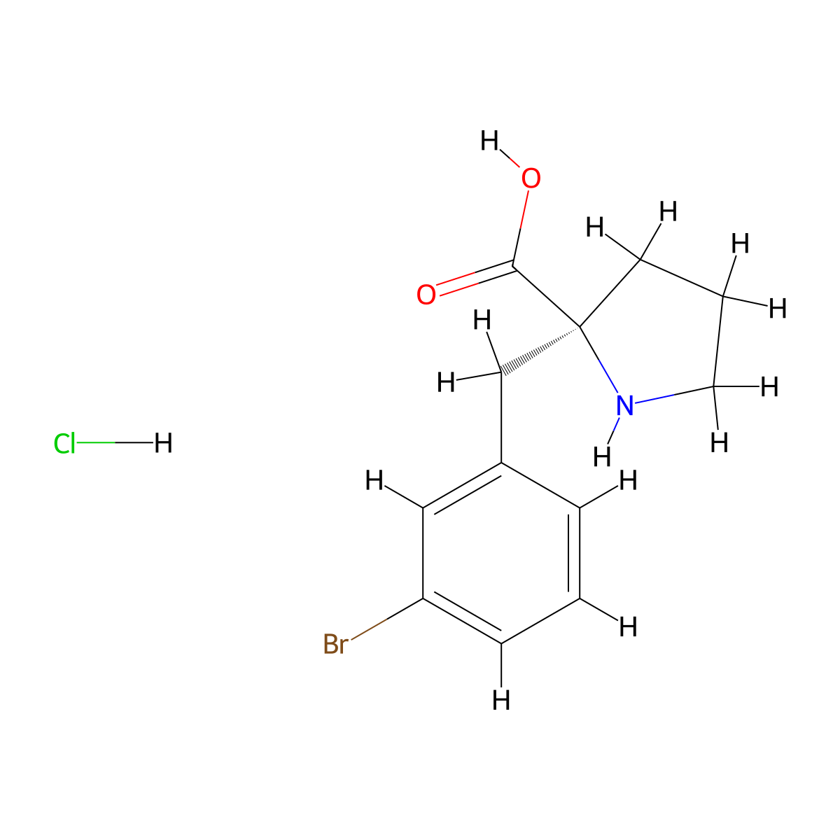 (S)-2-(3-Bromobenzyl)pyrrolidine-2-carboxylic acid hydrochloride molecular structure, CAS 1217836-26-4
