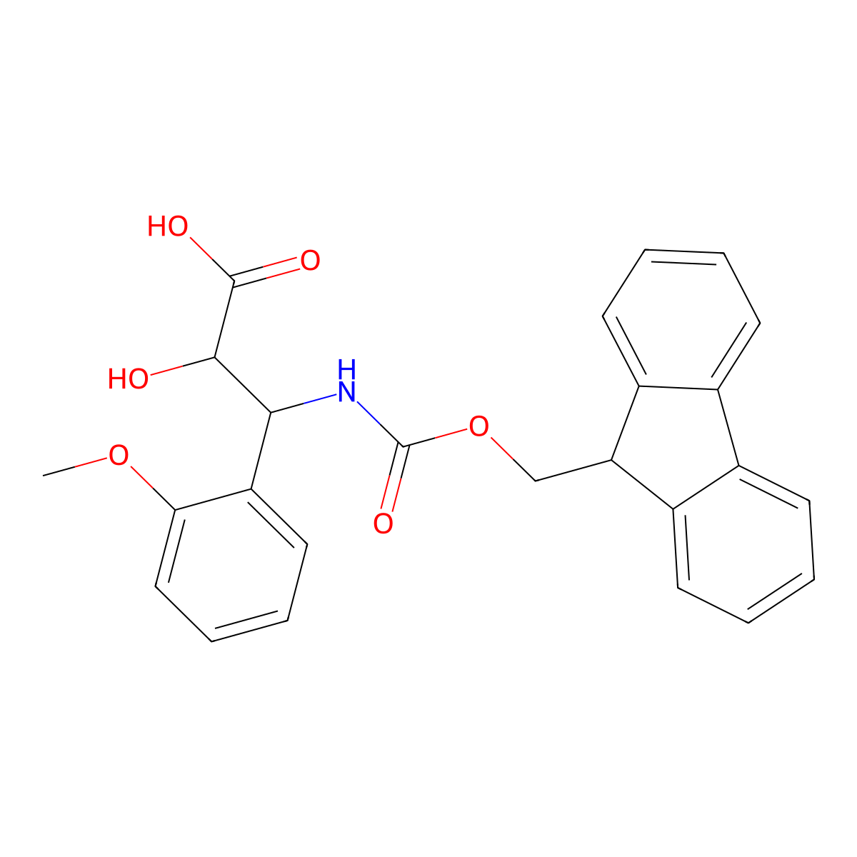 (2R,3R)-3-((((9H-Fluoren-9-yl)methoxy)carbonyl)amino)-2-hydroxy-3-(2-methoxyphenyl)propanoic acid molecular structure, CAS 1217836-38-8