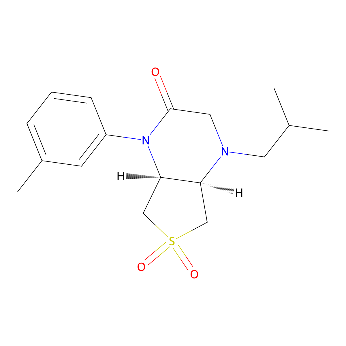 Rel-(4AR,7AS)-4-isobutyl-1-(3-methylphenyl)hexahydrothieno[3,4-B]pyrazin-2(1H)-one 6,6-dioxide molecular structure, CAS 1217838-02-2