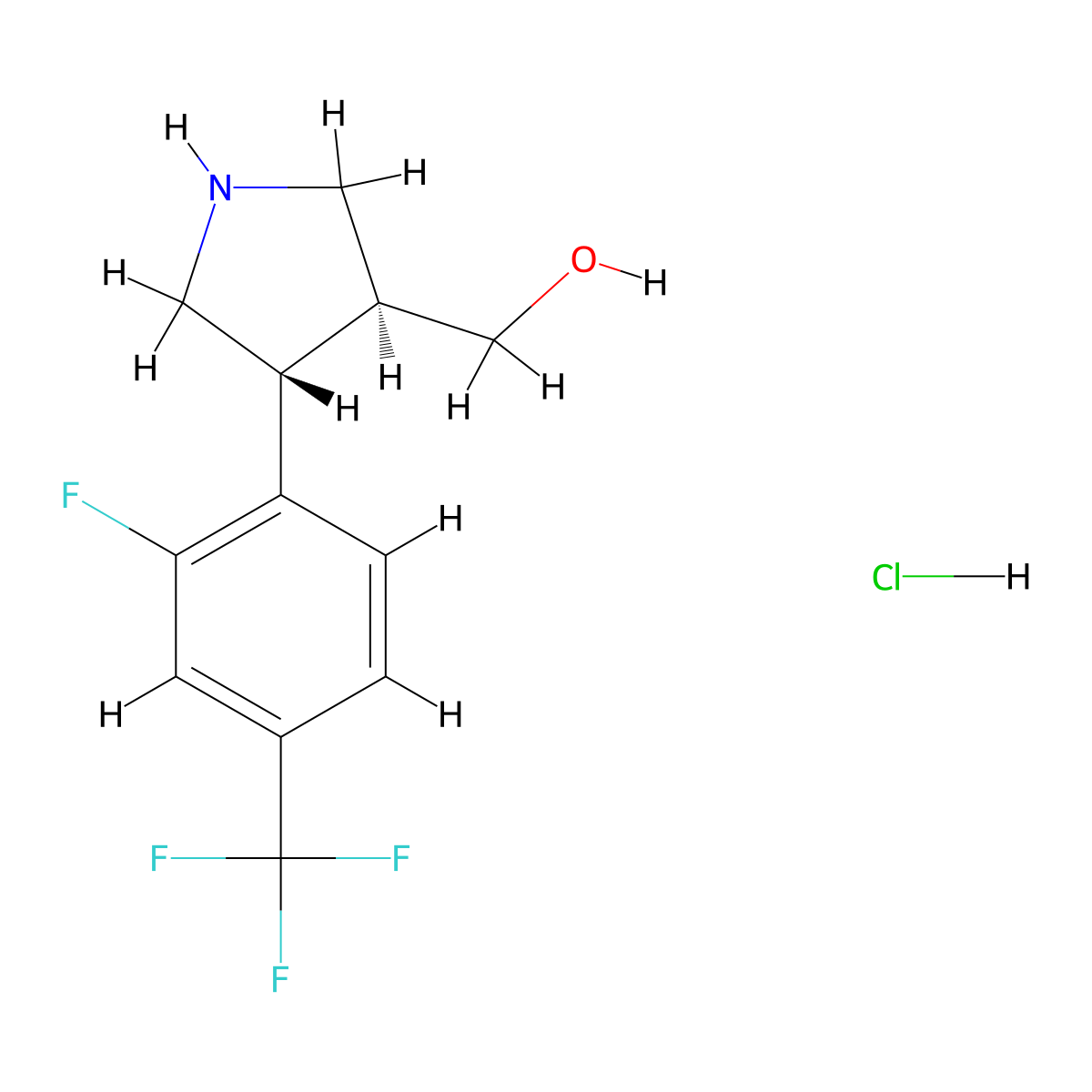 {(3S,4R)-4-[2-Fluoro-4-(trifluoromethyl)phenyl]-pyrrolidin-3-YL}methanol hydrochloride molecular structure, CAS 1217838-86-2