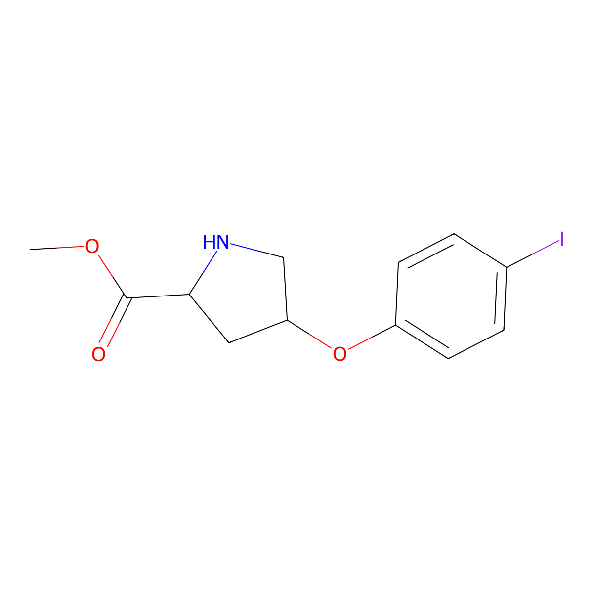 Methyl (2S,4S)-4-(4-iodophenoxy)-2-pyrrolidinecarboxylate molecular structure, CAS 1217839-46-7