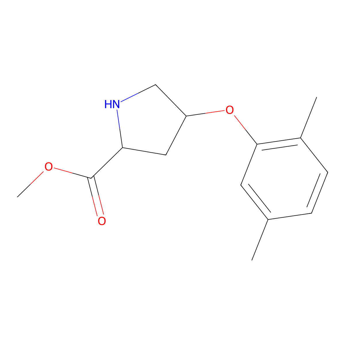 Methyl (2S,4S)-4-(2,5-dimethylphenoxy)-2-pyrrolidinecarboxylate molecular structure, CAS 1217840-17-9