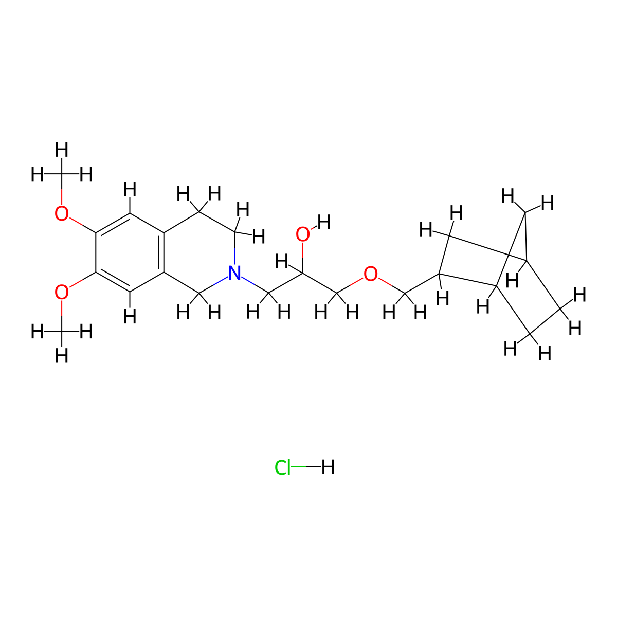 1-((1R,4S)-bicyclo[2.2.1]heptan-2-ylmethoxy)-3-(6,7-dimethoxy-3,4-dihydroisoquinolin-2(1H)-yl)propan-2-ol hydrochloride molecular structure, CAS 1217840-37-3