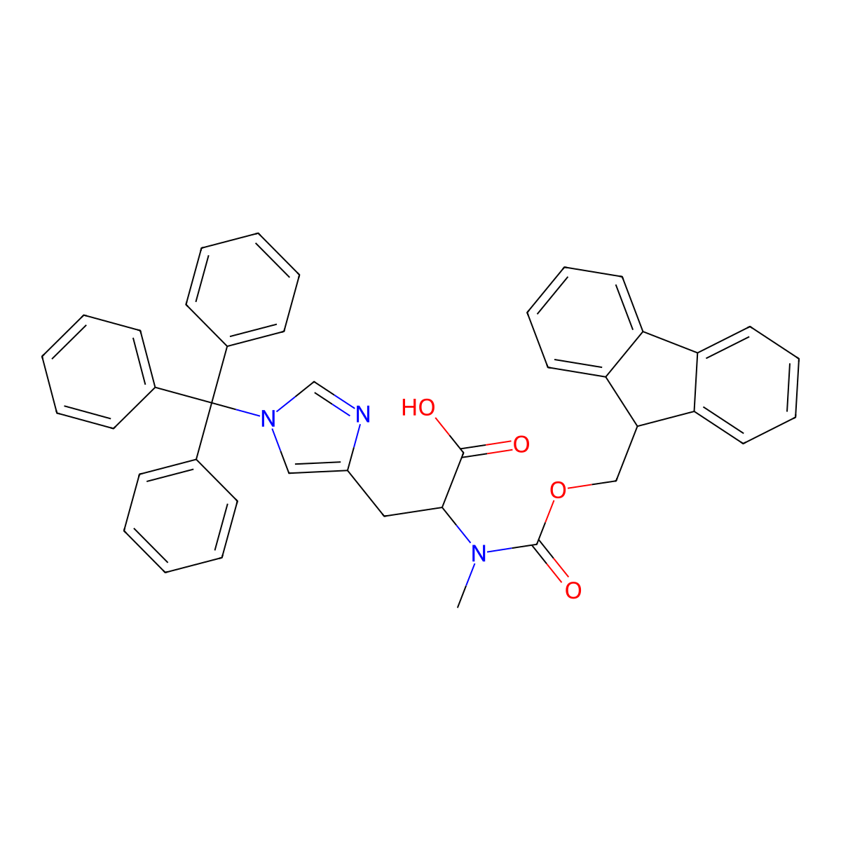 Fmoc-nalpha-methyl-n-im-trityl-l-histidine molecular structure, CAS 1217840-61-3