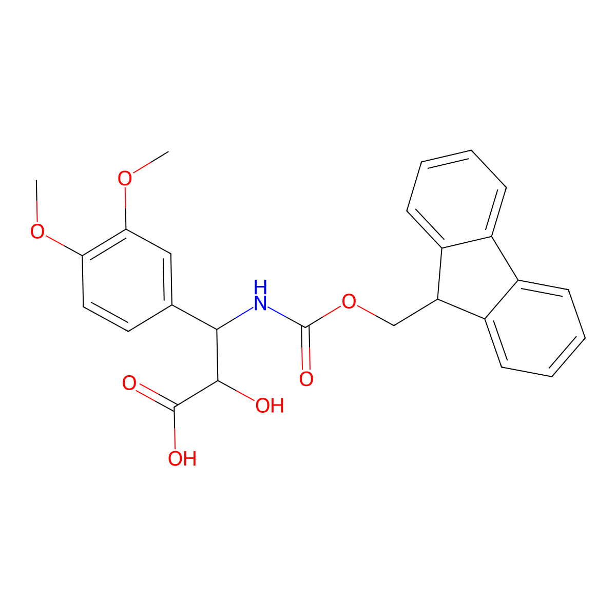 (2R,3R)-3-((((9H-Fluoren-9-yl)methoxy)carbonyl)amino)-3-(3,4-dimethoxyphenyl)-2-hydroxypropanoic acid molecular structure, CAS 1217840-66-8
