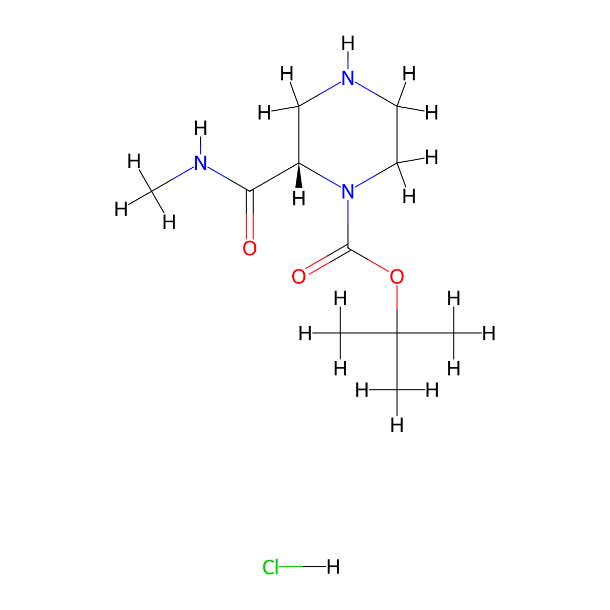 (S)-tert-Butyl 2-(methylcarbamoyl)piperazine-1-carboxylate hydrochloride molecular structure, CAS 1217841-04-7