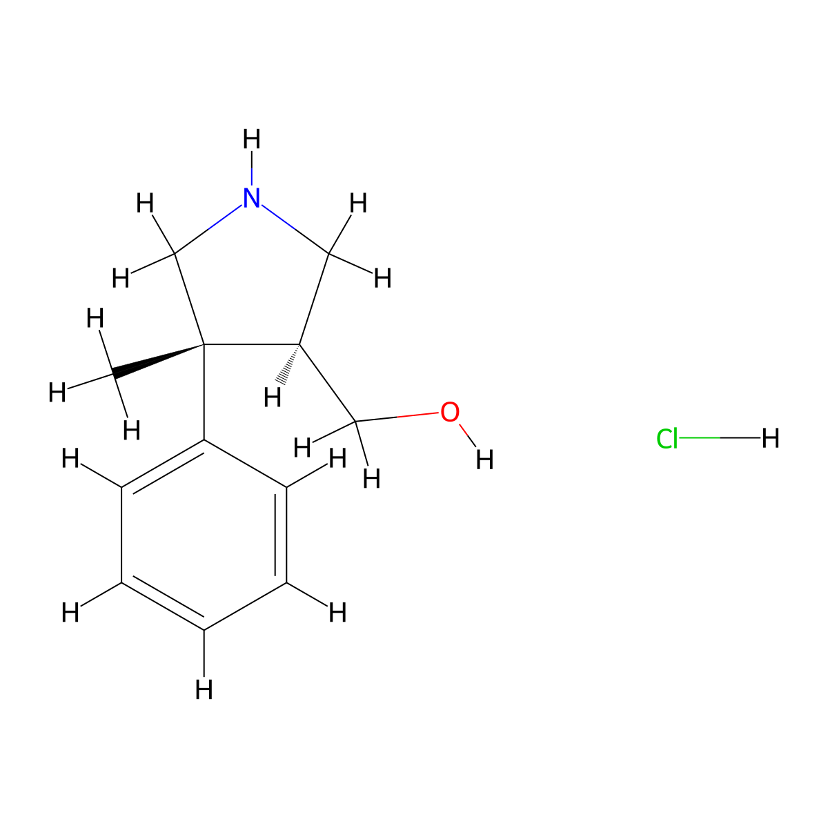 [(3S,4R)-4-Methyl-4-phenylpyrrolidin-3-yl]-methanol hydrochloride molecular structure, CAS 1217842-07-3