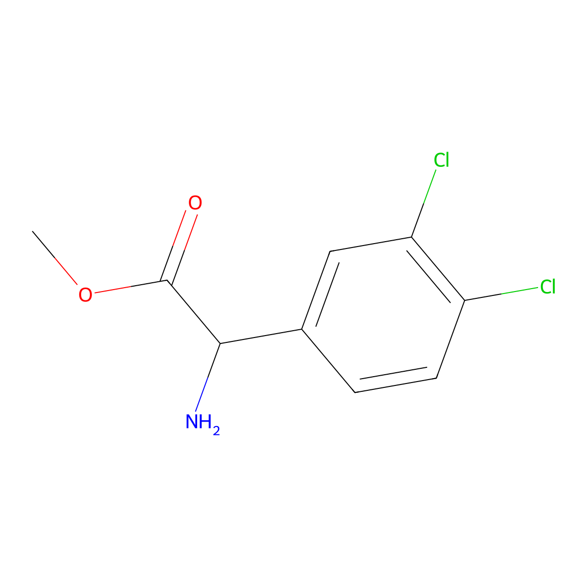 (R)-methyl 2-amino-2-(3,4-dichlorophenyl)acetate molecular structure, CAS 1217843-02-1
