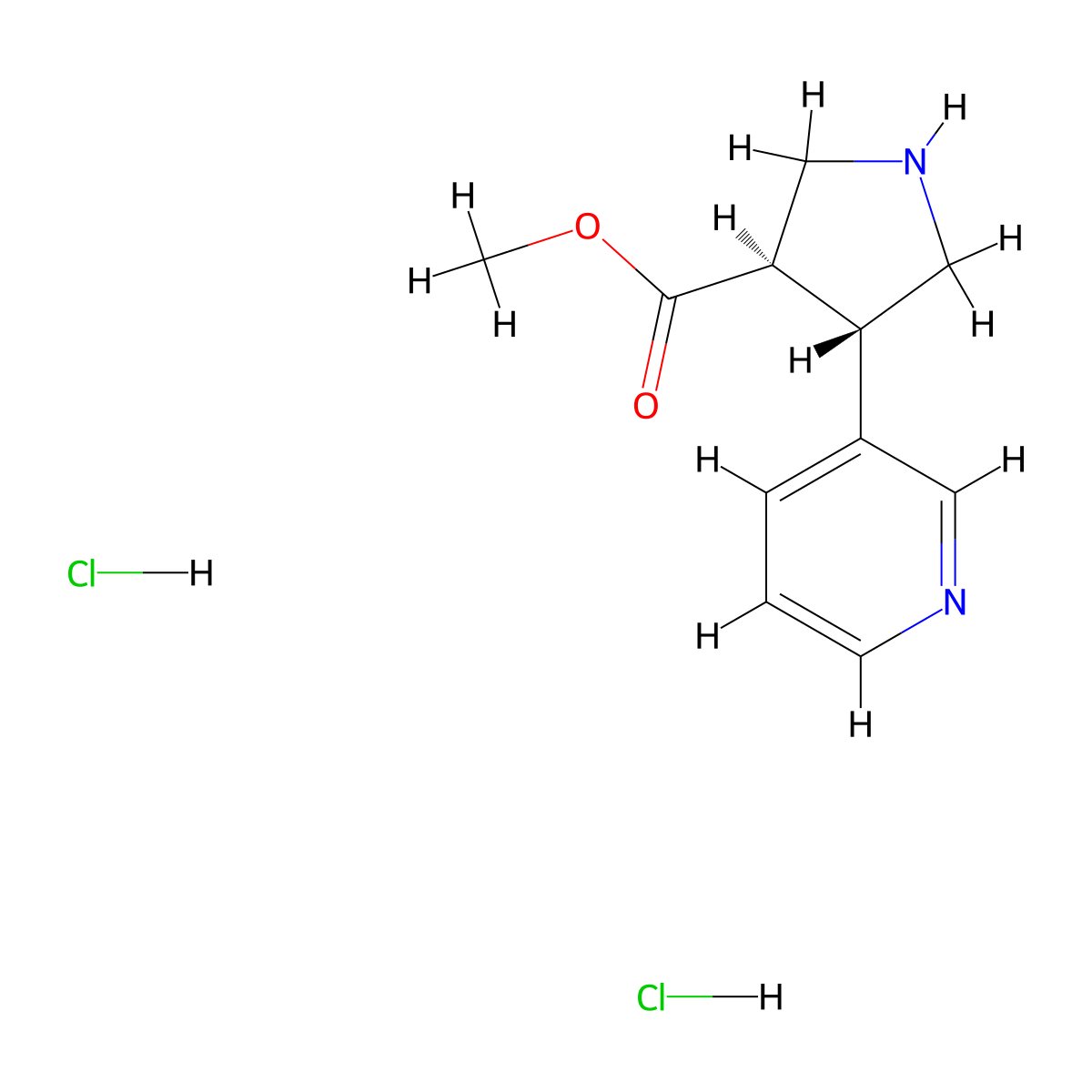 trans-Methyl 4-(pyridin-3-yl)pyrrolidine-3-carboxylate dihydrochloride molecular structure, CAS 1217843-07-6