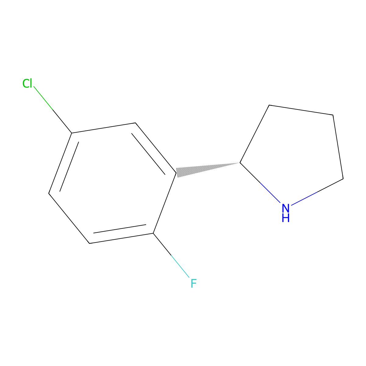 (S)-2-(5-chloro-2-fluorophenyl)pyrrolidine molecular structure, CAS 1217843-16-7