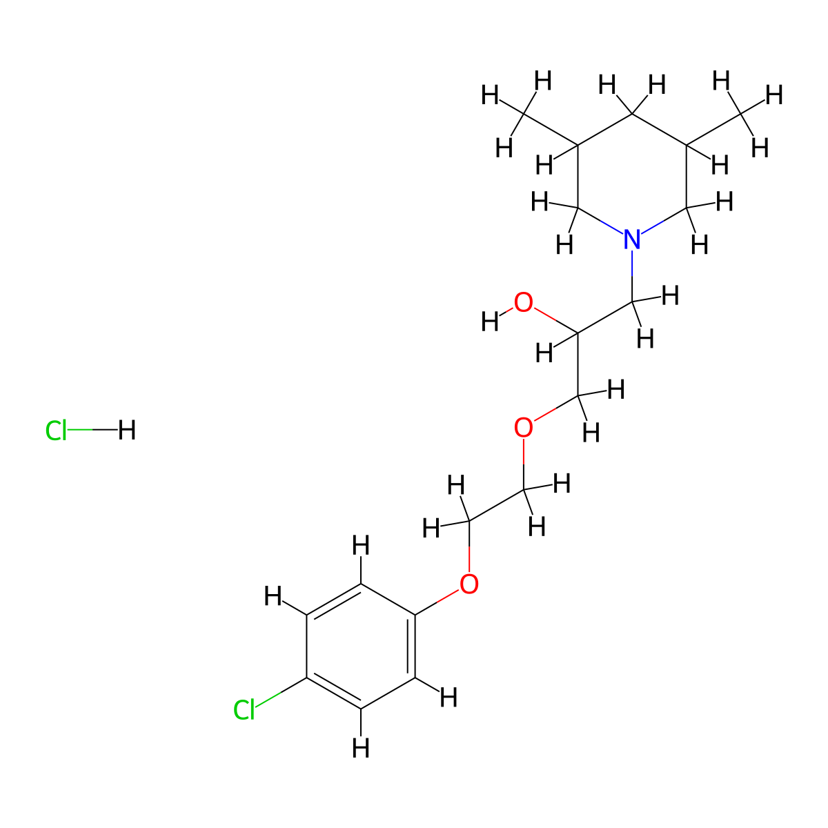 1-(2-(4-Chlorophenoxy)ethoxy)-3-(3,5-dimethylpiperidin-1-yl)propan-2-ol hydrochloride molecular structure, CAS 1217846-53-1