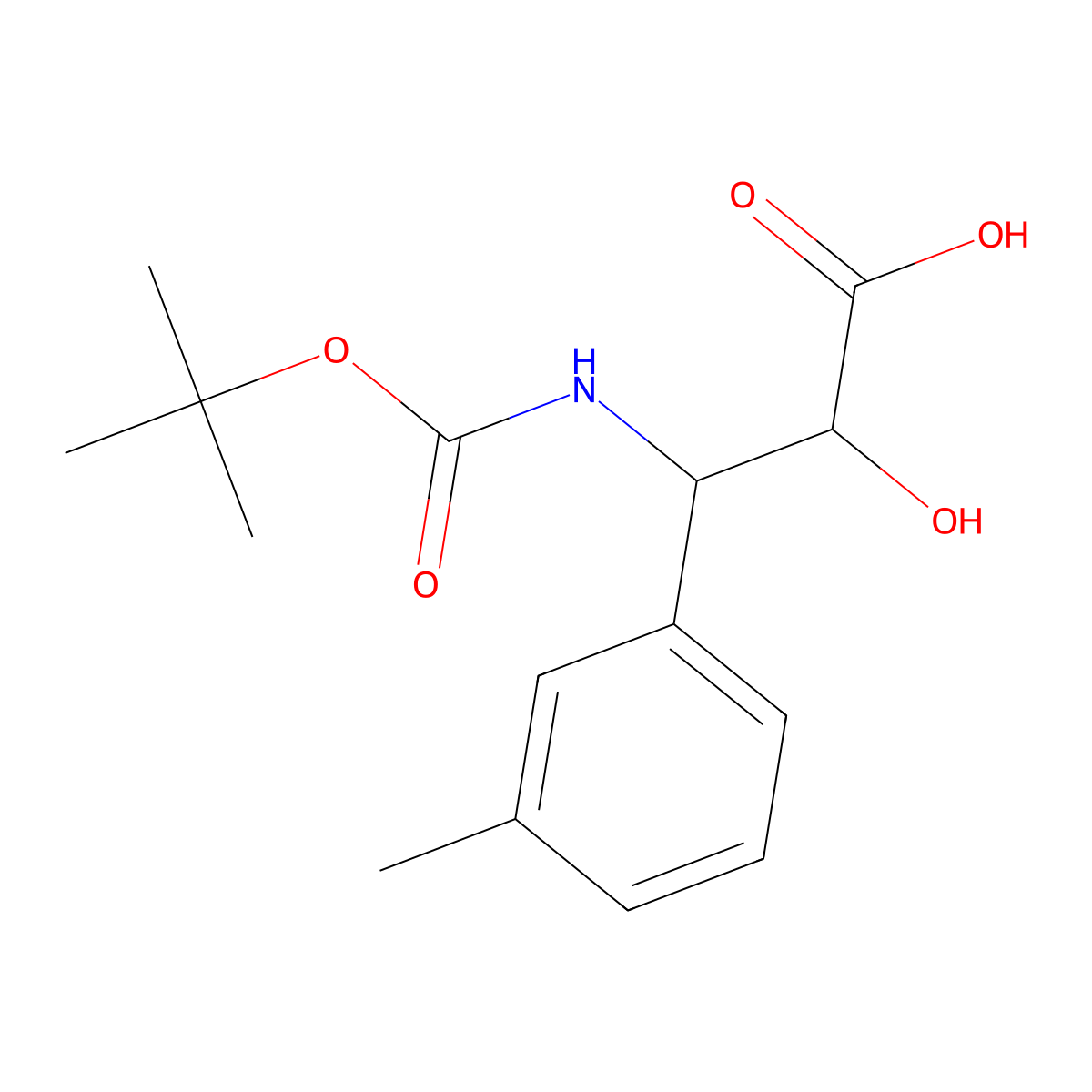 (2R,3R)-3-((tert-Butoxycarbonyl)amino)-2-hydroxy-3-(m-tolyl)propanoic acid molecular structure, CAS 1217847-29-4