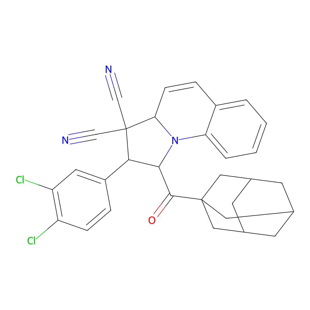 2-(3,4-Dichlorophenyl)-1,2-dihydro-1-(tricyclo[3.3.1.13,7]dec-1-ylcarbonyl)pyrrolo[1,2-a]quinoline-3,3(3aH)-dicarbonitrile molecular structure, CAS 1217849-54-1