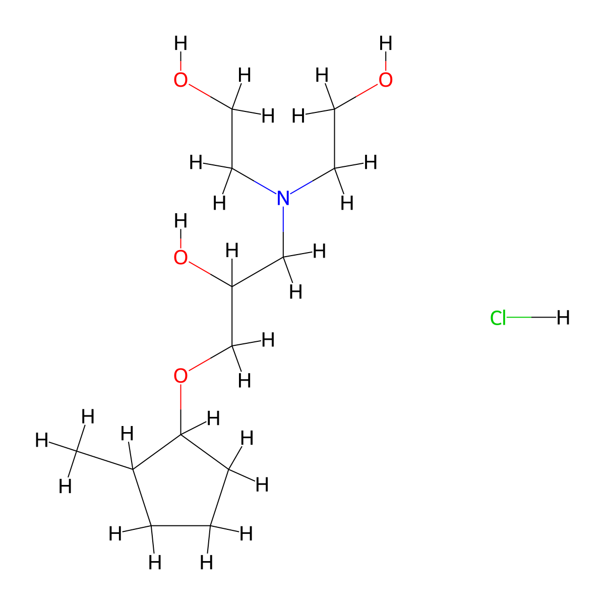 1-[Bis(2-hydroxyethyl)amino]-3-[(2-methylcyclopentyl)oxy]propan-2-OL hydrochloride molecular structure, CAS 1217850-11-7