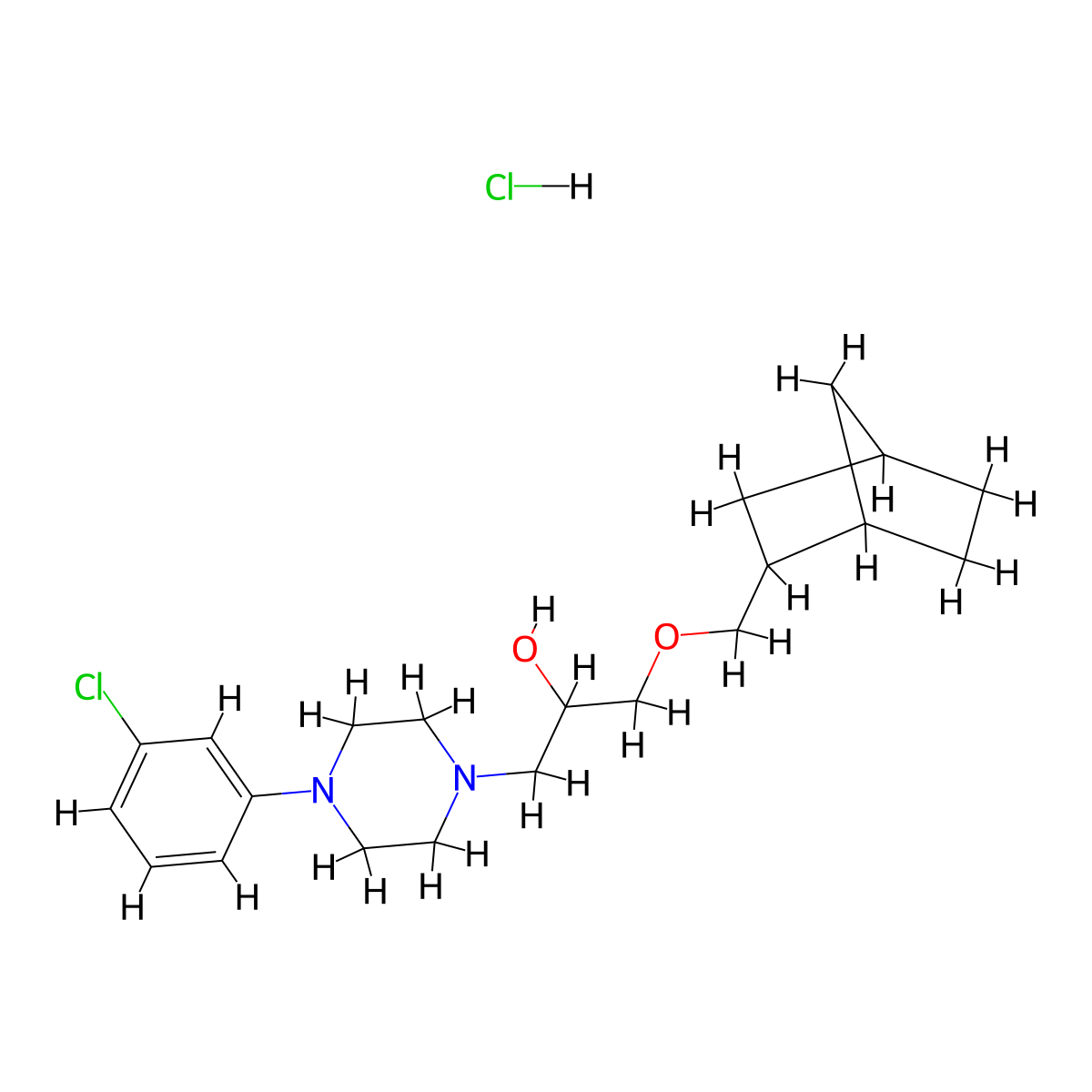 1-((1R,4S)-bicyclo[2.2.1]heptan-2-ylmethoxy)-3-(4-(3-chlorophenyl)piperazin-1-yl)propan-2-ol hydrochloride molecular structure, CAS 1217850-88-8