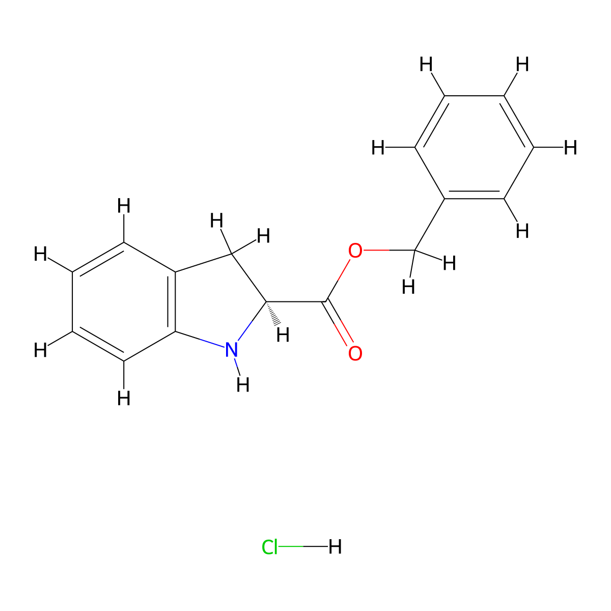 (S)-Benzyl indoline-2-carboxylate hydrochloride molecular structure, CAS 1217851-14-3