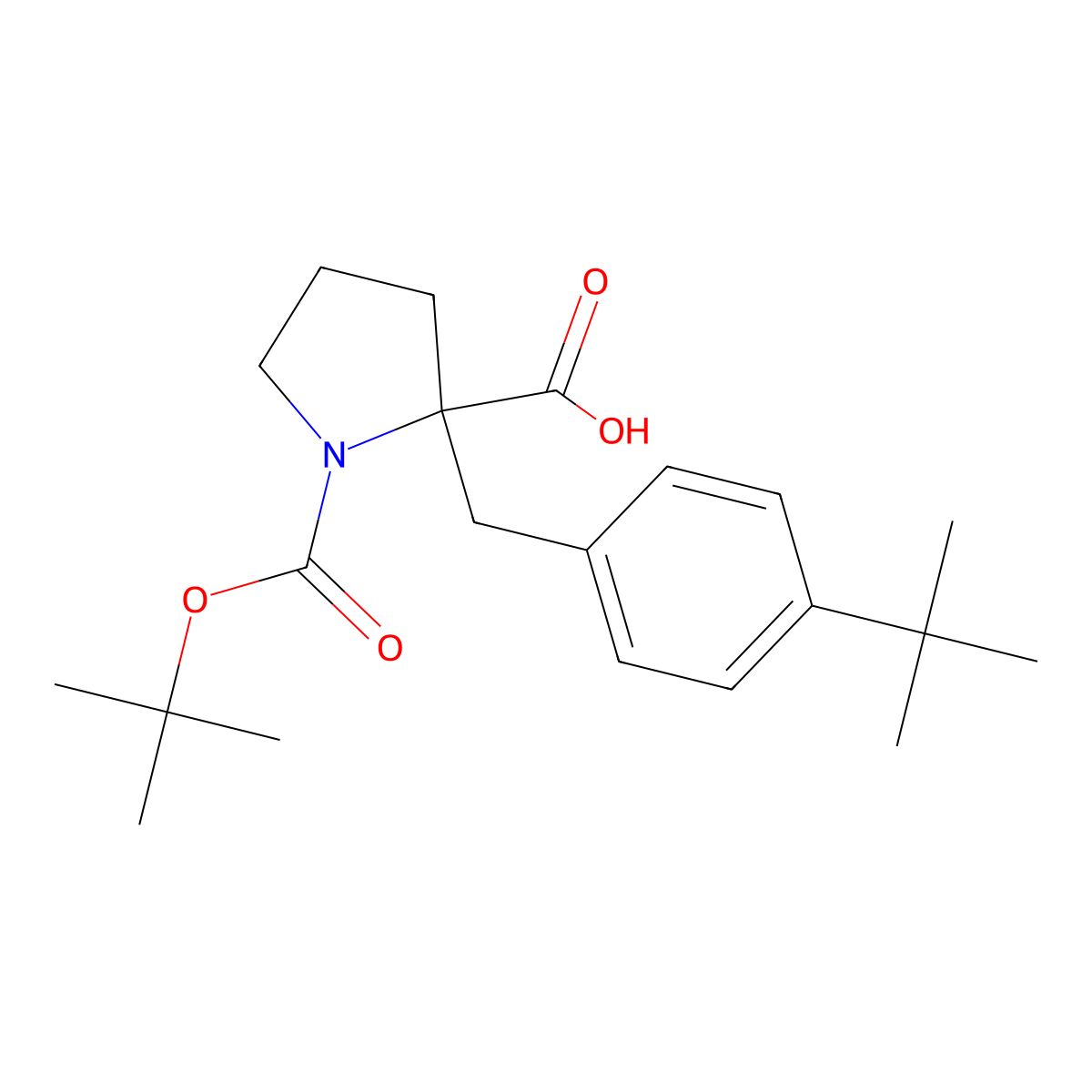 (S)-1-Boc-2-(4-tert-butylbenzyl)-2-pyrrolidinecarboxylic acid molecular structure, CAS 1217855-87-2