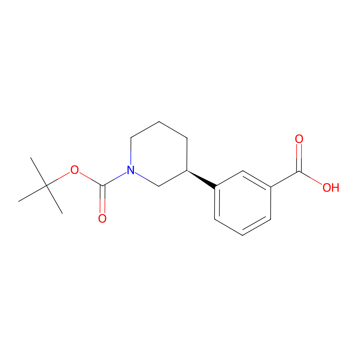 1-(1,1-Dimethylethyl) (3S)-3-(3-carboxyphenyl)-1-piperidinecarboxylate molecular structure, CAS 1217856-23-9