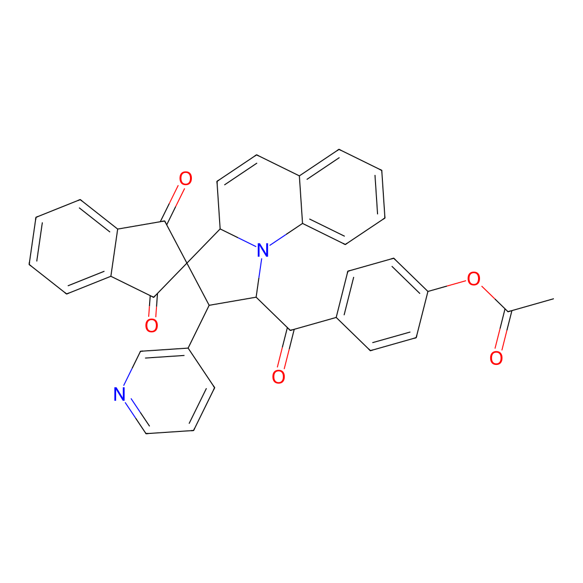 1a(2)-[4-(Acetyloxy)benzoyl]-1a(2),2a(2)-dihydro-2a(2)-(3-pyridinyl)spiro[2H-indene-2,3a(2)(3a(2)aH)-pyrrolo[1,2-a]quinoline]-1,3-dione molecular structure, CAS 1217859-59-0