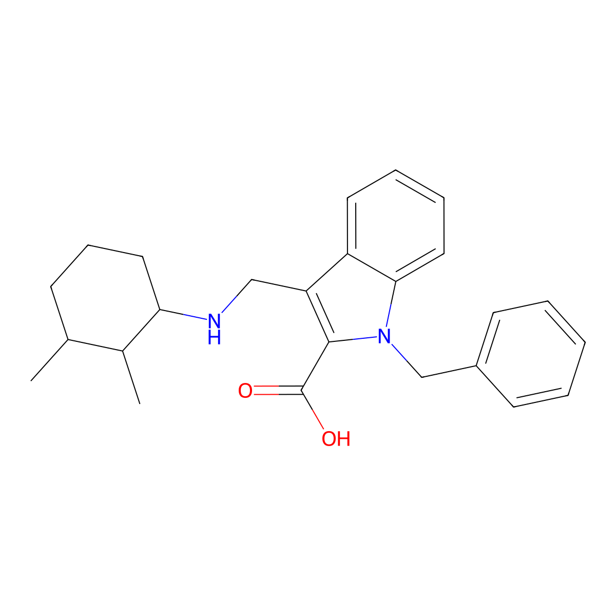 1-benzyl-3-{[(2,3-dimethylcyclohexyl)amino]methyl}-1H-indole-2-carboxylic acid molecular structure, CAS 1217861-82-9