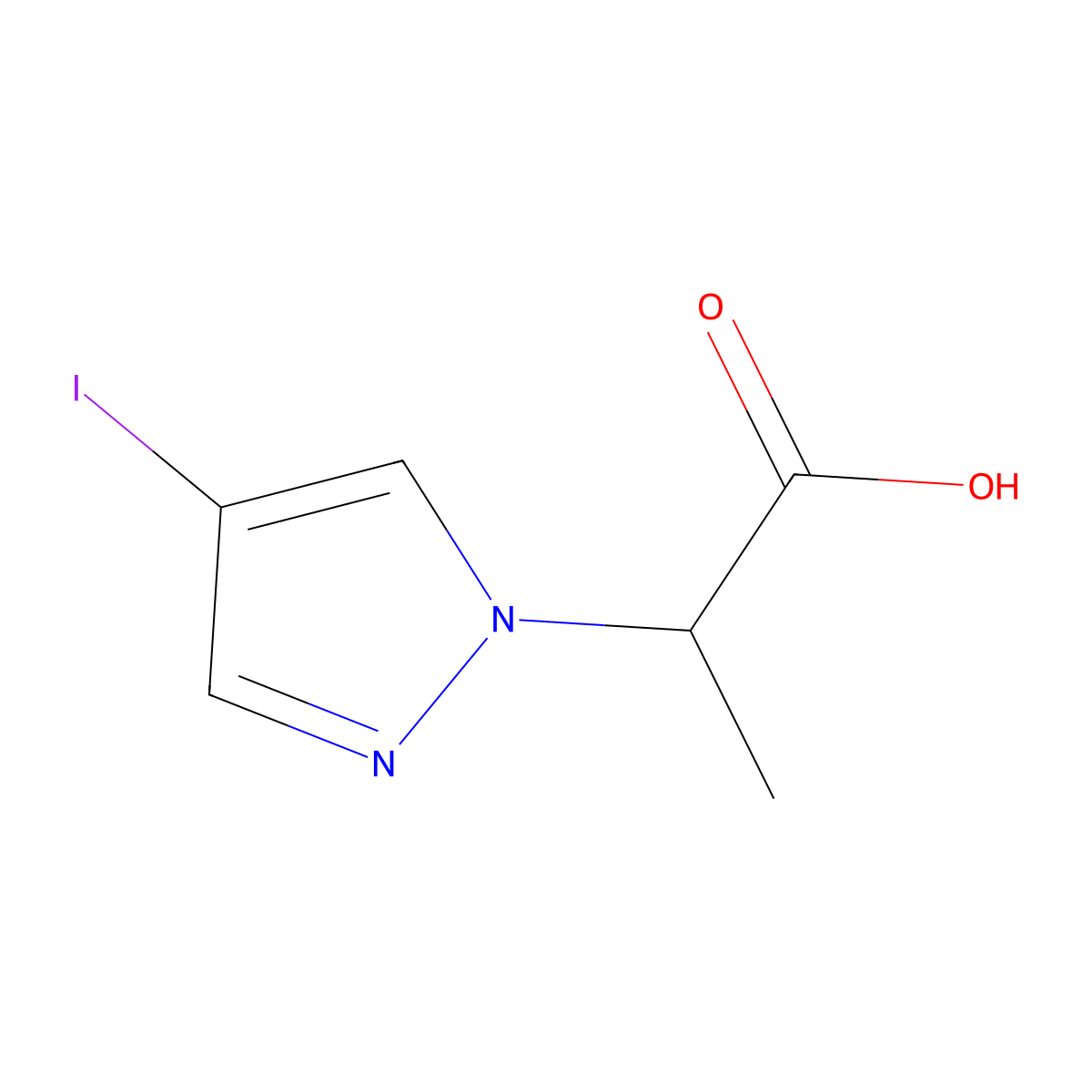 2-(4-iodo-1H-pyrazol-1-yl)propanoic acid molecular structure, CAS 1217862-25-3