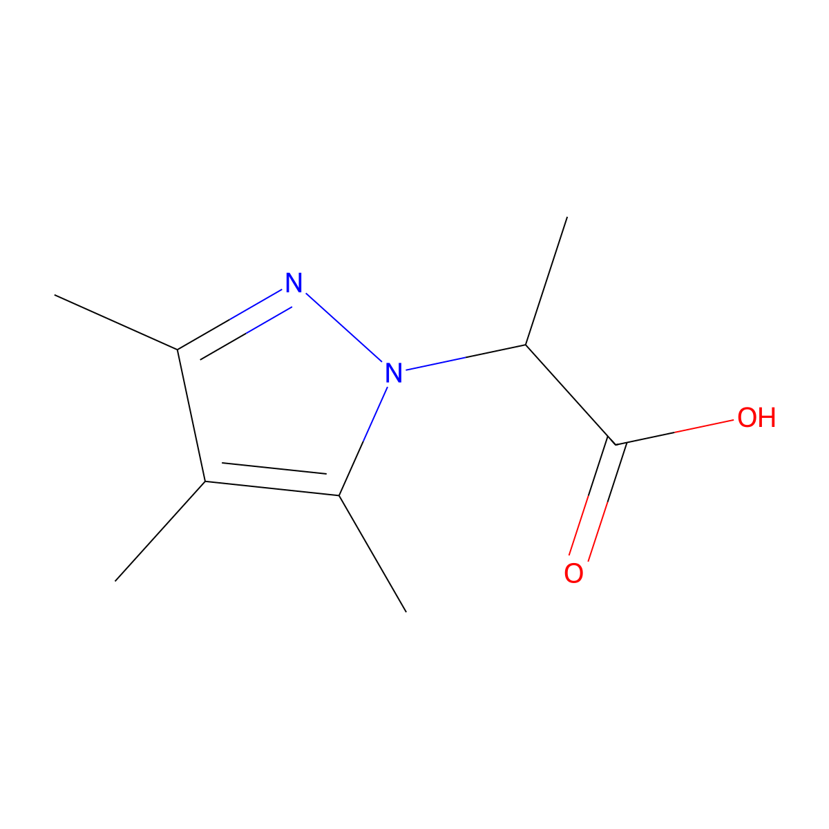 2-(3,4,5-Trimethyl-1H-pyrazol-1-yl)propanoic acid molecular structure, CAS 1217862-30-0