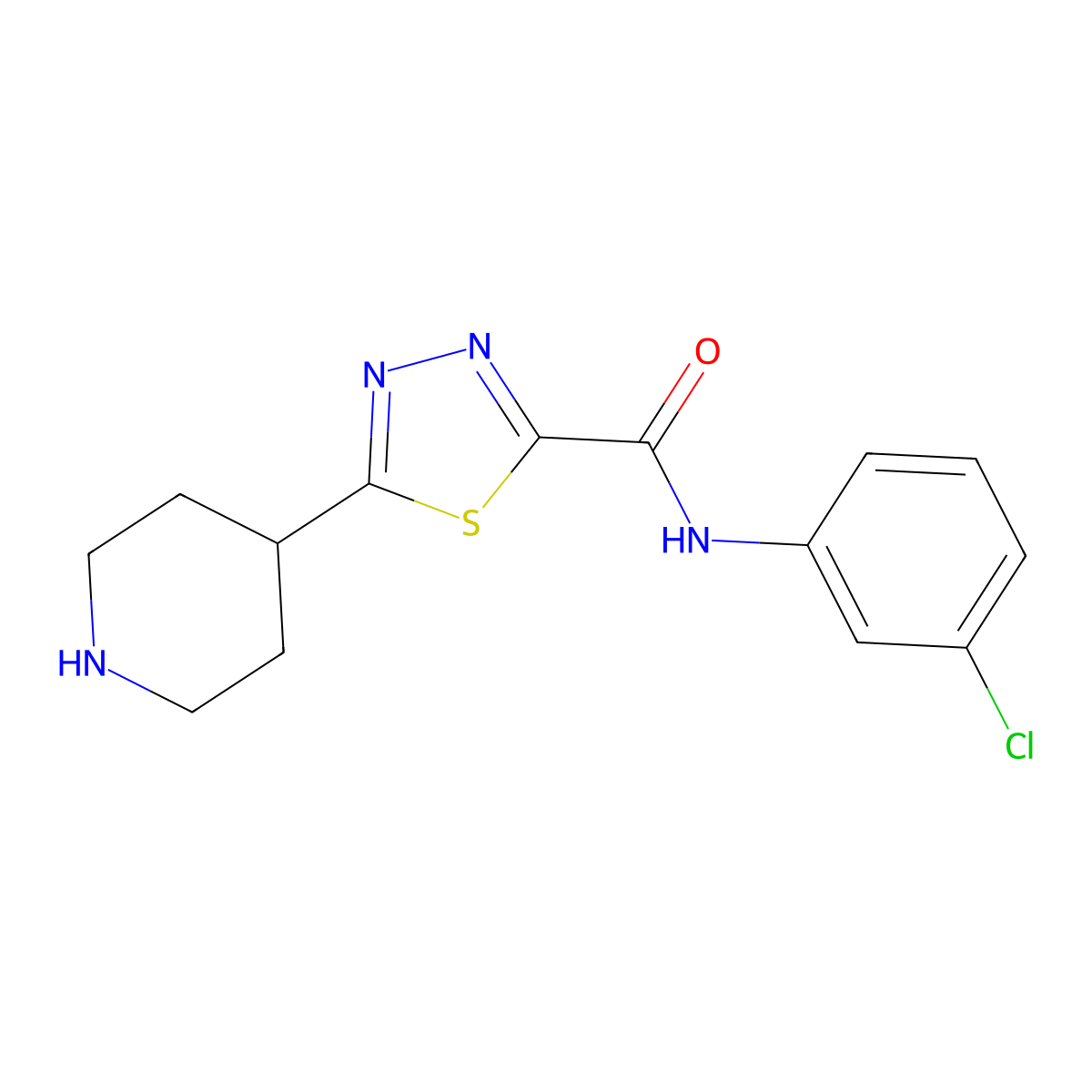 N-(3-Chlorophenyl)-5-piperidin-4-yl-1,3,4-thiadiazole-2-carboxamide molecular structure, CAS 1217862-31-1