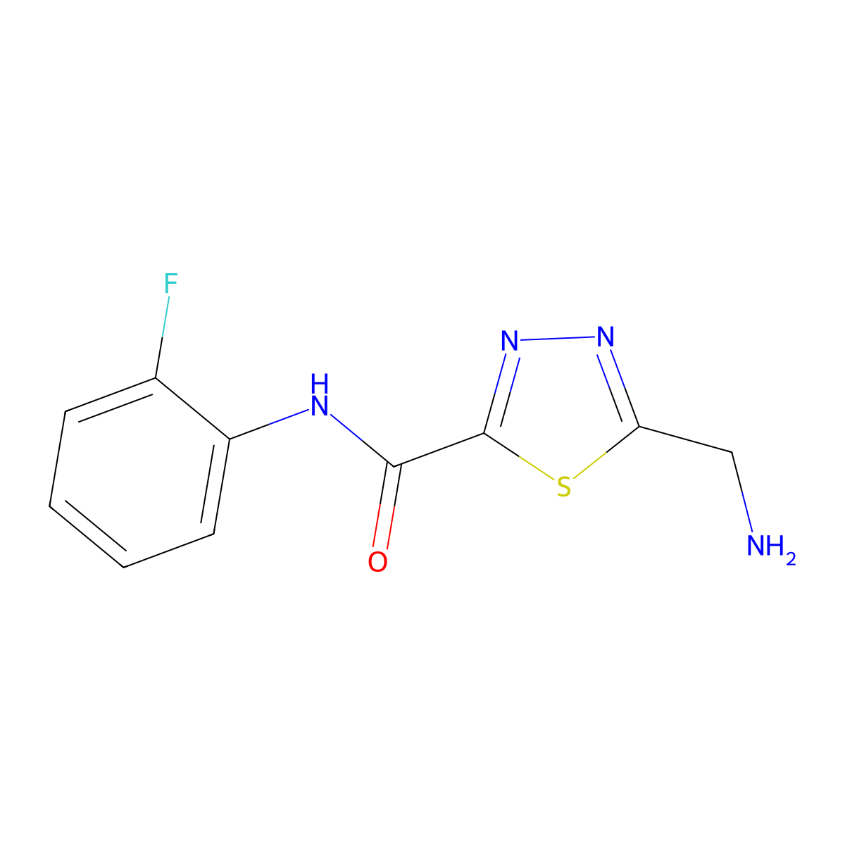 5-(aminomethyl)-N-(2-fluorophenyl)-1,3,4-thiadiazole-2-carboxamide molecular structure, CAS 1217862-37-7