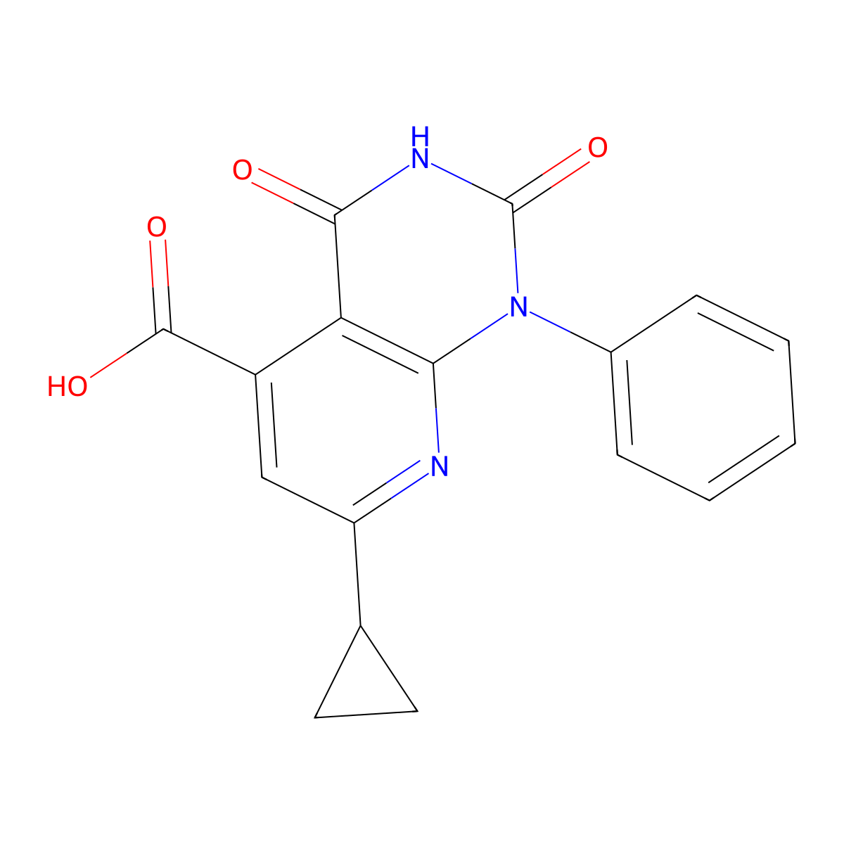 7-Cyclopropyl-2,4-dioxo-1-phenyl-1,2,3,4-tetrahydropyrido[2,3-d]pyrimidine-5-carboxylic acid molecular structure, CAS 1217862-38-8