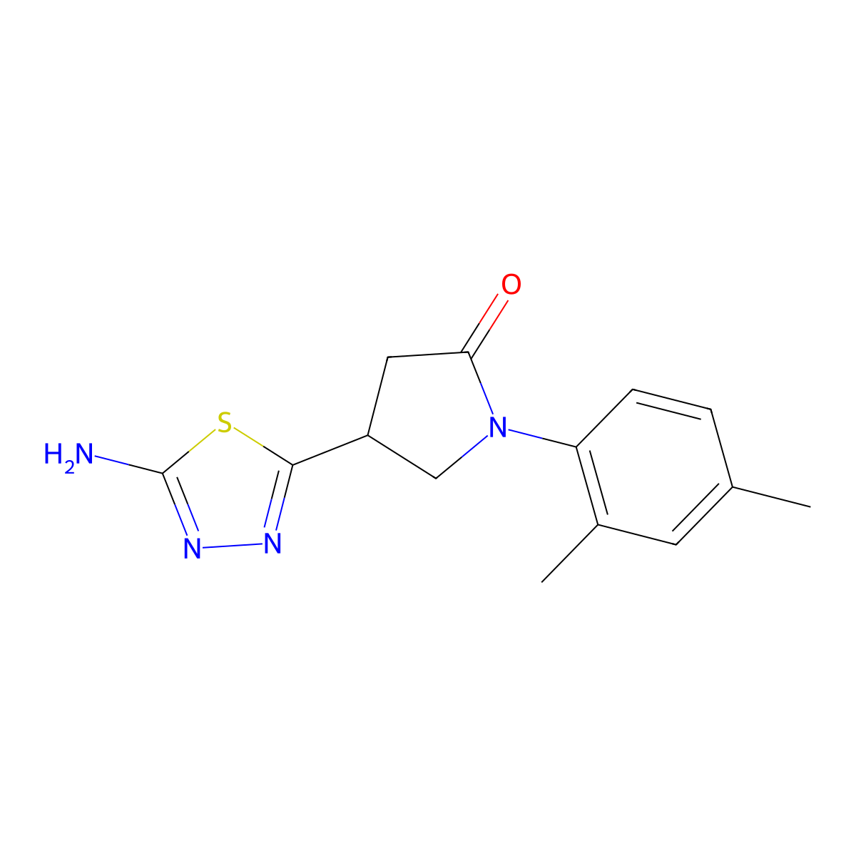 4-(5-Amino-1,3,4-thiadiazol-2-yl)-1-(2,4-dimethylphenyl)pyrrolidin-2-one molecular structure, CAS 1217862-39-9